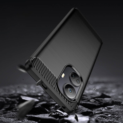 Këllëf karboni për Realme 10 Pro Plus, TPU, antirrëshqitës, i zi