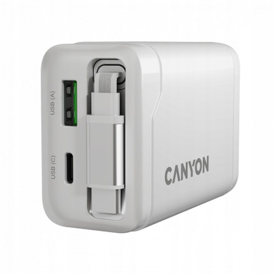Karikuesi Canyon OnCharge 65RC, 65W, GaN, USB-C, USB-A, i bardhë