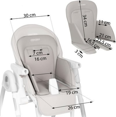 Jastëk reduktues për karrige të lartë Ricokids, ergonomik, gri