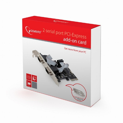 Kartë zgjeruese PCIe Gembird SPC-22, 2x COM RS232, DB9, argjendtë