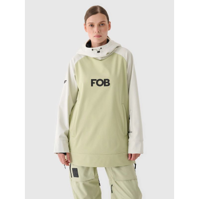 Bluzë snowboard me kapuç 4F FOB, për goca, softshell, bezhë e hapur