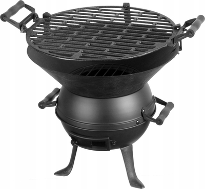 Grill oborri Fire Pit, gize dhe çelik, i lëvizshëm, i zi