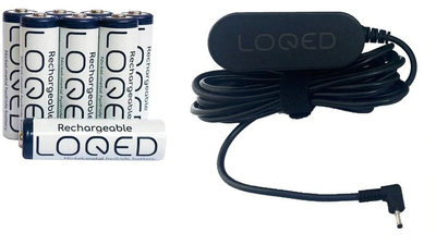 Сет за полнење Loqed Powerkit, 8 полначливи батерии, кабел 3 m, црн