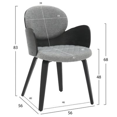 Kolltuk ngrënieje Darnell 56x56x83Hcm (HM9974.02), zezë/ gri