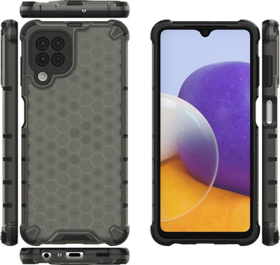 Kapak mbrojtës Hurtel Honeycomb për Samsung Galaxy A22 4G, xhel TPU, i zi
