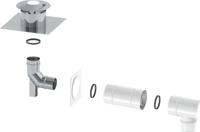 Pako oxhaku Jeremias Twin Air Flue, Ø60/100 mm, për Vitodens De Dietrich, e bardhë