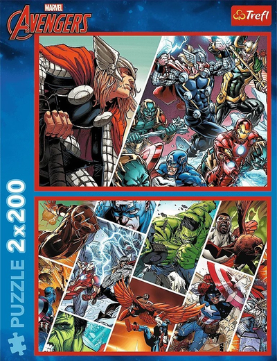 Puzzle Ravensburger Defenders of the World, 2 x 200 copa, Marvel Avengers, shumëngjyrësh