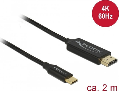Kabllo Delock USB C në HDMI, 2 m, e zezë
