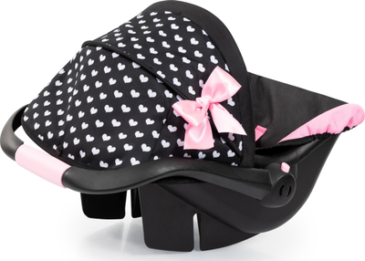 Sедиште за кукли Bayer Deluxe Car Seat Hearts, за кукли до 46cm, црно розово