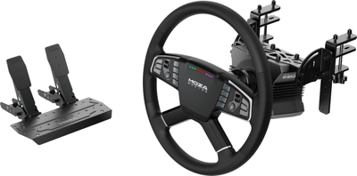 Комплет за симулација камион MOZA Truck Driving, R5 база, TSW Truck Wheel, SR P Lite педали, црн
