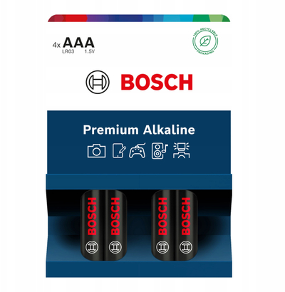 Bateri Bosch Premium Alkaline LR03PA4B/00, AAA, 1.5V, paketim 4 copë