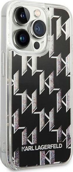 Mbulesë telefoni Karl Lagerfeld Liquid Glitter Monogram për iPhone 14 Pro Max 6.7", hardcase, e zezë