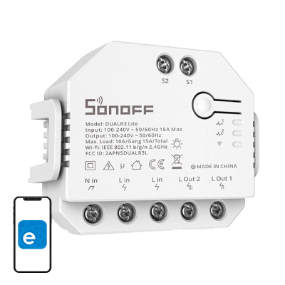 Ndryshues Smart Wi-Fi WiFi Sonoff Dual R3 Lite