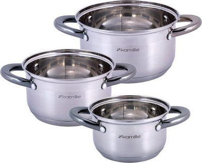 Set tenxheresh Kamille 4926 inoks, 1L 1.5L 2L, 6 copë, ngjyrë argjendtë