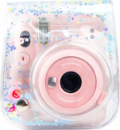 Mbulesë aparati LOVE INSTANT për Fujifilm Instax Mini 11, plastike, blu transparente me shkëlqyesa