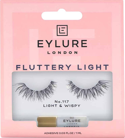 Qerpikë t'rremë Eylure Fluttery Light No.117, me ngjitës, efekt i lehtë po i plotë