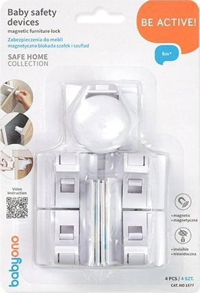 Bllokues magnetik për mobilje BABYONO, set 4 copë, ngjitës 3M, i bardhë