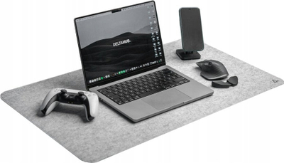Mbështetëse tavoline DELTAHUB Felt Desk Pad, që s’rrëshqet, material i fortë, gri