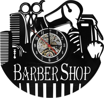 Orë muri Activeshop Barber Clock Q-103, për zbukurim, stil berberhane, e zezë