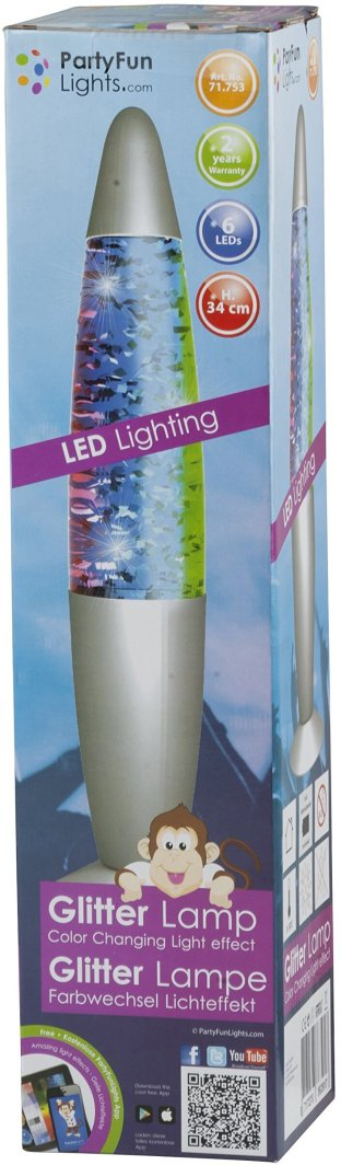 Lampë dekorative Party Funlight Glitter, 9 LED, 34cm, shumëngjyrëshe