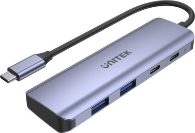 Hub USB C Unitek UHUB Q4, 4 me 1, USB 3.2 Gen 1, gri