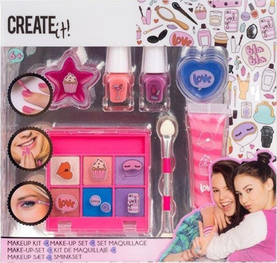 Set kozmetik për fëmijë Creat it Pink Turquoise Flax, 2 llakë thonjsh, 6 hije sysh, rozë turkeze