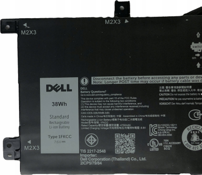 Bateri për laptop Dell Latitude 7200 7210, 2 cell, 38Wh, e zezë