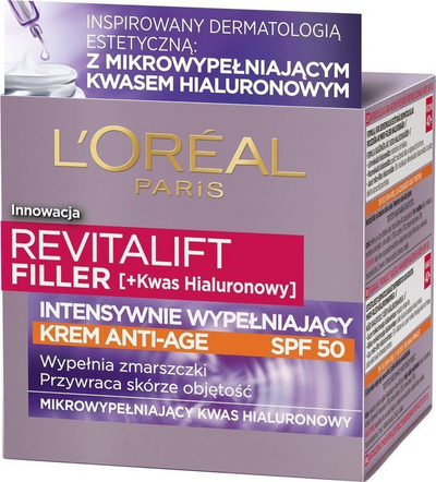 Krem ditor për fytyrë L’Oréal Paris Revitalift Filler, kundër rrudhave, SPF 50, 50 ml