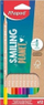 Дрвени моливи во боја Maped Smiling Planet, 12 бои, природно дрво