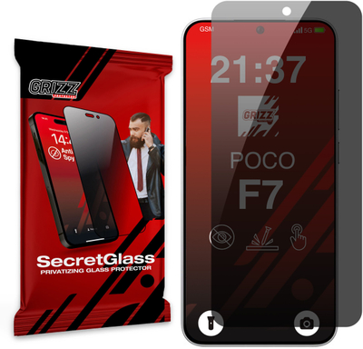 Xham mbrojtës GrizzGlass Matte SecretGlass për Xiaomi POCO F7 5G, efekt privatësie, i tejdukshëm