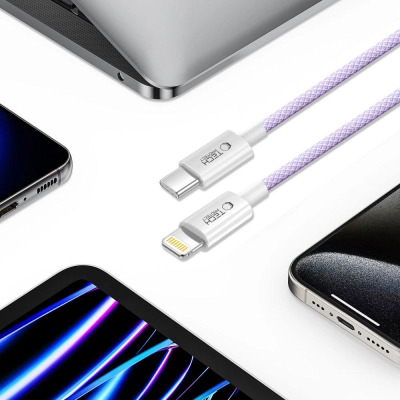 Kabllo karikimi Tech-Protect Ultraboost Lite Lightning, USB-C në Lightning, PD 27W 3A, 1m, lejla