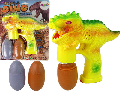 Pistoletë flluskash Leantoys Dinosaur, me vezë, e verdhë