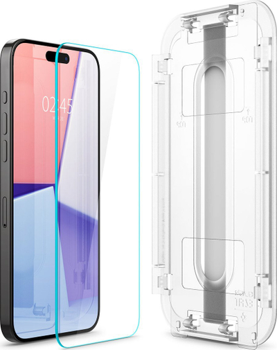 Mbrotës ekrani Spigen Glass tR EZ Fit, 2 copë, për iPhone 15 Pro Max, transparent