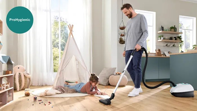 Fshesë me korent Bosch Series 4 ProHygienic me qese, e bardhë