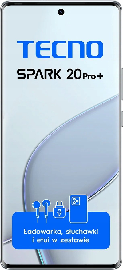 Telefoni Tecno Spark 20 Pro Plus, 8GB 256GB, ekran 6.78" AMOLED, ngjyra Lunar Frost
