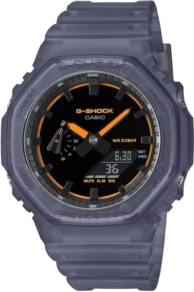Рачен часовник Касио ЏИ-ШОК GA-2100, двоен дисплеј, 45.4mm, црн
