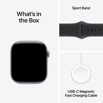 Apple Watch Series 11 GPS 42mm Space Grey Aluminium Case with Black Sport Band, M/L