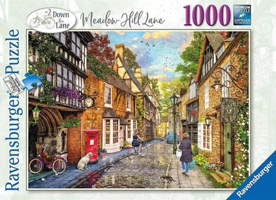 Puzzle Ravensburger Down the Lane No.2 Meadow Hill Lane, 1000 copa, skenë fshati, shumëngjyrësh
