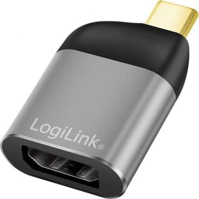 Adapter video LogiLink CUA0204, USB C në DisplayPort, 8K, i zi-gri