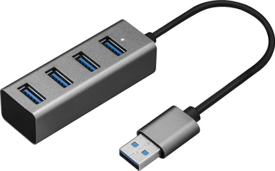 USB хаб YENKEE YHB 4300, 4 порти, метално куќиште, сива