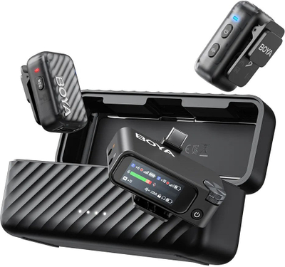 Mikrofon pa tela BOYA BOYAMIC 2, wireless clip on, Type C, me anulim zhurme AI, i zi