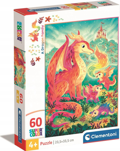 Puzzle Clementoni A Dragon Family, 60 pjesë, për kalamaj, shumëngjyrësh
