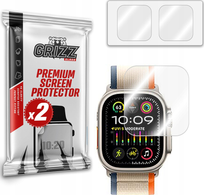 Mbrojtës ekrani hibrid GrizzGlass HybridGlass për Apple Watch Ultra 2, set me 2 copë, transparent