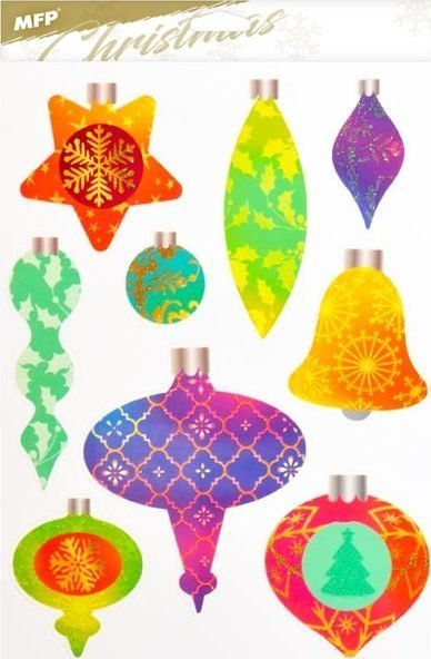 Stickerë dekorativë MFP Christmas Glitter VA024, 20x30cm, me motive festive shumëngjyrëshe