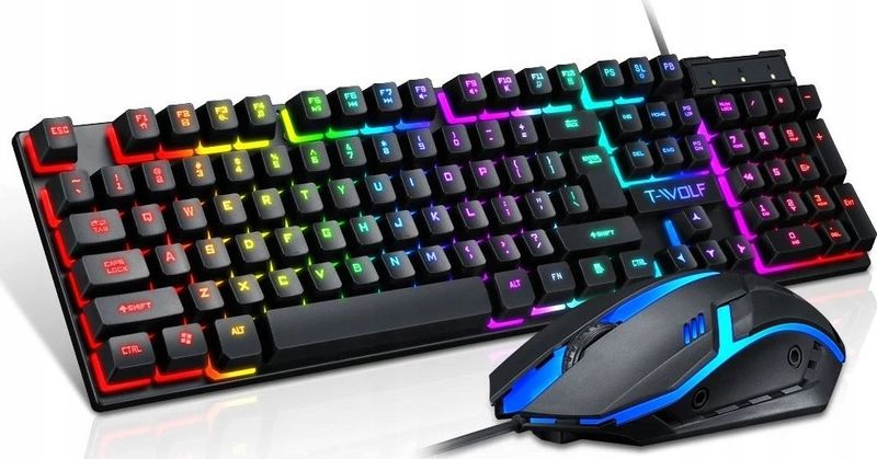 Set gaming tastierë dhe maus Extralink TF200, LED, me kabllo, i zi