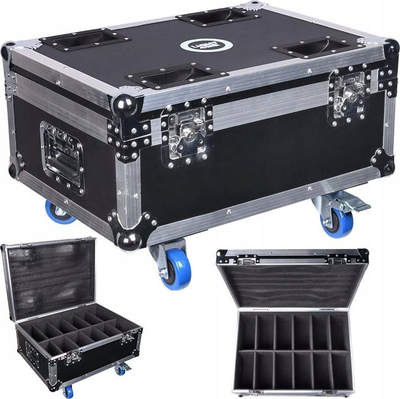Kuti transporti Case4me për LED Flat PAR, 12 copë, me rrota, e zezë