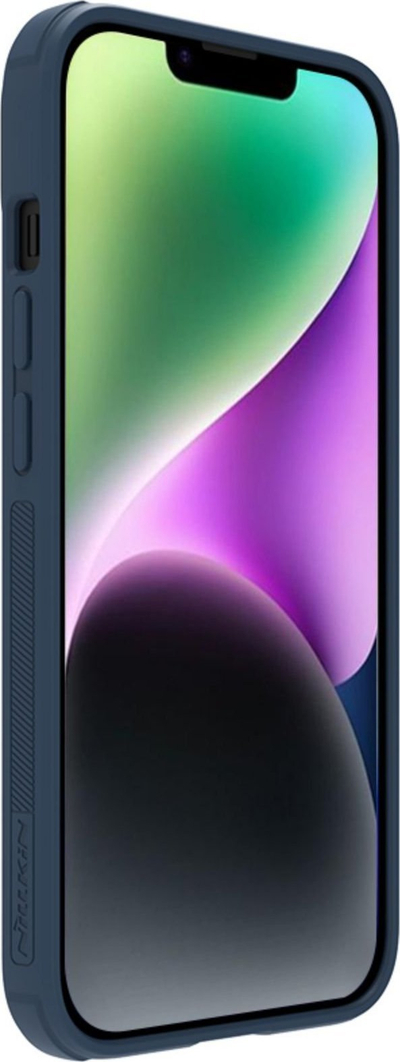 Mbulesë telefoni Nillkin Textured S për iPhone 14 Plus, me kapak kamere, blu