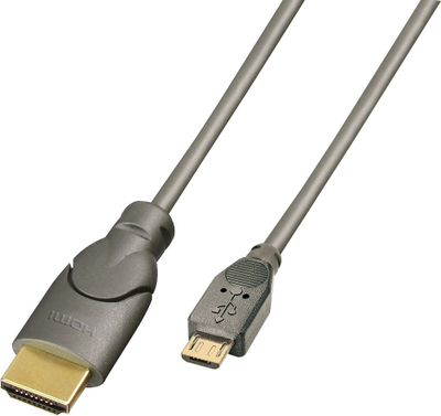 Kabllo HDMI në Micro USB Lindy MHL, 0.5m, Full HD 1080p, ngjyrë antracit