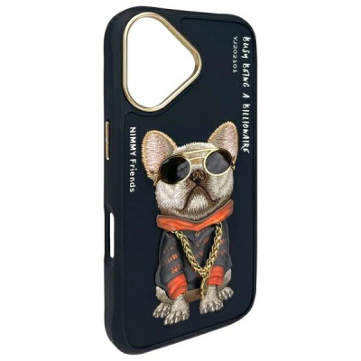 Futera Nimmy Glasses Cool Dog për iPhone 16 6.1", mbrojtëse e fortë, e zezë