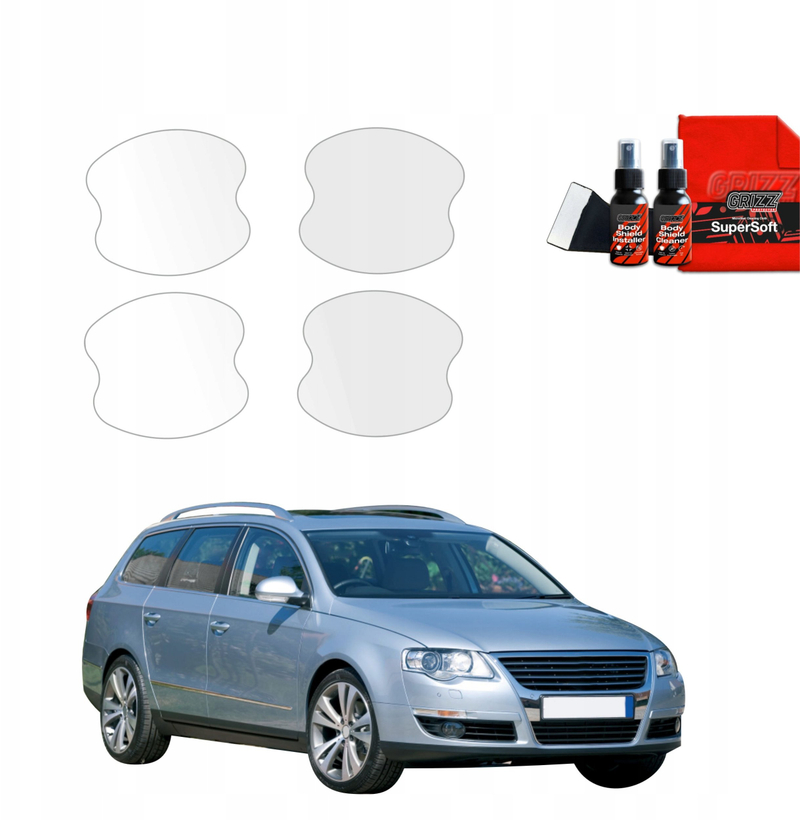 Folie mbrojtëse BodyShield Volkswagen Passat B6 Variant, 4 në 1, për zgavrat e dorezave, transparente